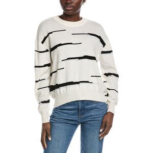 Brodie Cashmere Womens  Glitch Zebra Wool & Cashmere-Blend Sweater, White